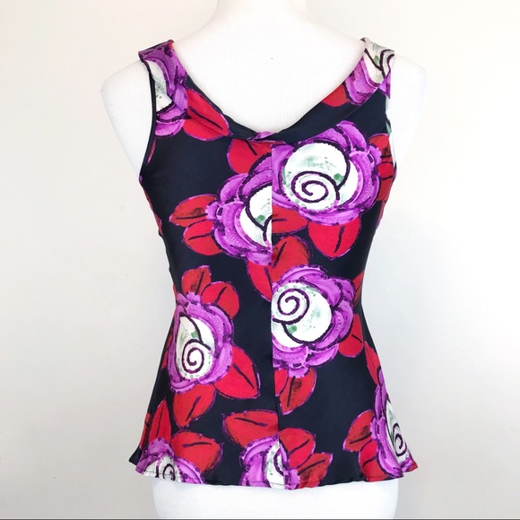 Giorgio Armani Silk Floral Print Sleeveless Blouse - Picture 3 of 8